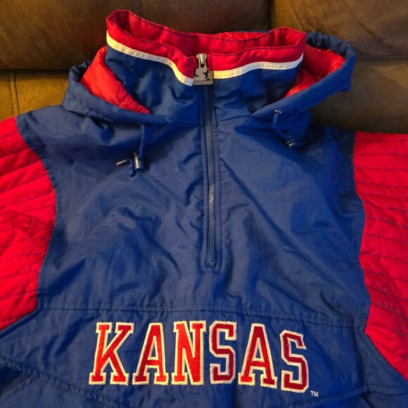 Vintage 90s NCAA kansas jayhawks starter jacket half zip - large - Picture 4 of 11